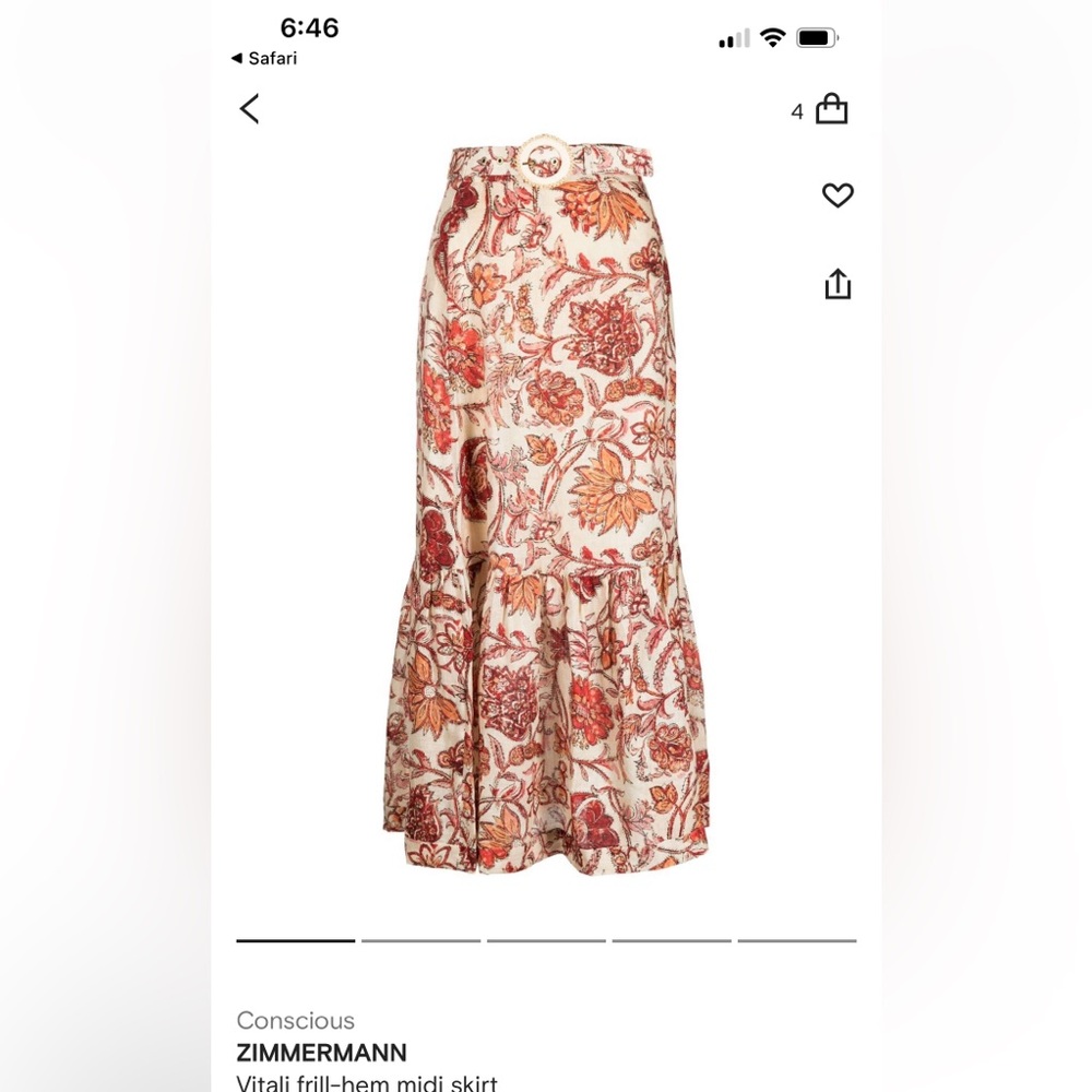 Zimmermann Vitali floral ruffle hem skirt - EUC - size 1 (US 2-4)